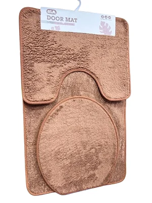 Bathroom Rug Set 3 Piece Anti-Slip Soft Bath Mats Rectangular Floor Mat Shower Rug, U-Shaped Area Rug, Toilet Lid Cover -Multi color