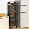 5 Tier Kitchen Rotating Trolley Shelf Vegetable Fruit Basket Storage Rack