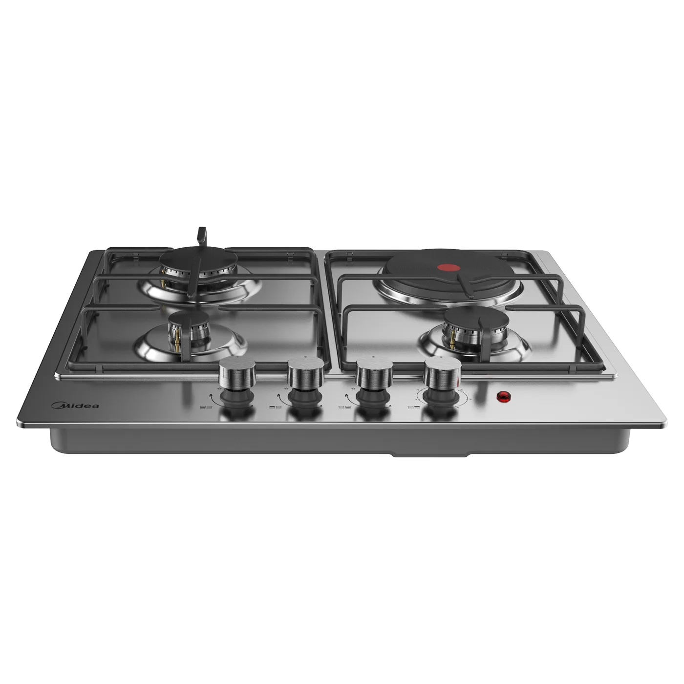 Midea 60cm Built-in Gas Hob, 3 Gas Burners 1 Electric Hot plate With Auto Ignition - Silver