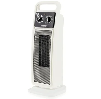 Geepas Ceramic Heater, Portable Electric Space Heater – Mini PTC Fan Heater for Desks &amp; Tables with 2 Heat Settings 1400/2000W - Automatic Oscillation -White (1 YR WRNTY)