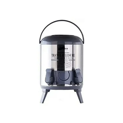 9.5L Double Tap Insulated Water Dispenser Jug – Black &amp; Silver Hot &amp; Cold Beverage Cooler