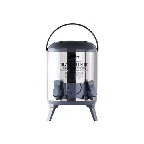 9.5L Double Tap Insulated Water Dispenser Jug – Black &amp; Silver Hot &amp; Cold Beverage Cooler