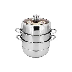 Stainless Steel Food Steamer With Manual Timer 28cm - Silver