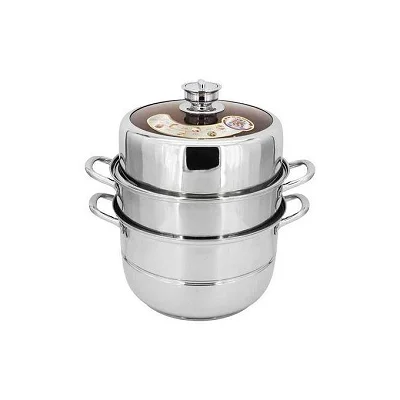 Stainless Steel Food Steamer With Manual Timer 28cm - Silver