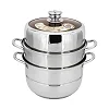 28Cm Stainless-steel Food Steamer With Manual Timer - Silver