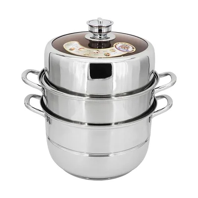 28Cm Stainless-steel Food Steamer With Manual Timer - Silver