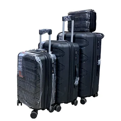 Set Of 4 Pcs  Waterproof Rubber Suitcase - (L,M,S,XS) - Black