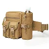 Men Waist Pack Nylon Hiking Water Bottle Phone Pouch - Brown