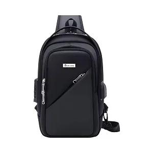 DUSLANG Crossbody Backpack Bag, Shoulder Backpack Chest Bags with USB Charger Port