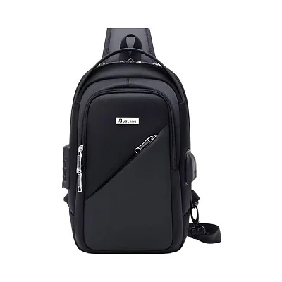 DUSLANG Crossbody Backpack Bag, Shoulder Backpack Chest Bags with USB Charger Port