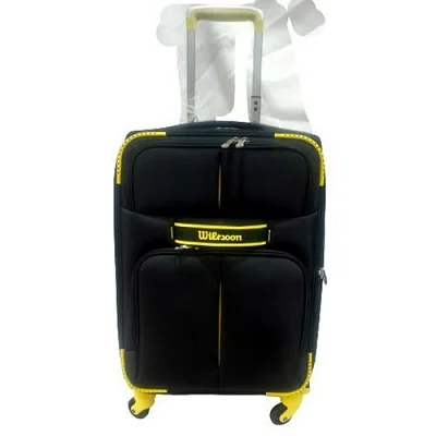 Large Size Wiersoon Fashion Travel Fabric Suite Case With 4-Wheel Spinner Wheels - Black/ Yellow