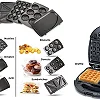 Sonashi 7-in-1 Multi Snack Maker Detachable Sandwich, Grill, Donut, Waffle, Cupcake, Nutty, Omelet Making Plates -Multi