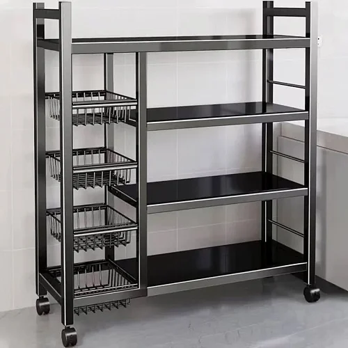 Multifunction kitchen storage rack/ cabinet-black