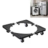 Fridge And Washing Machine Stand Mount Base Adjustable Stand Trolley - Black