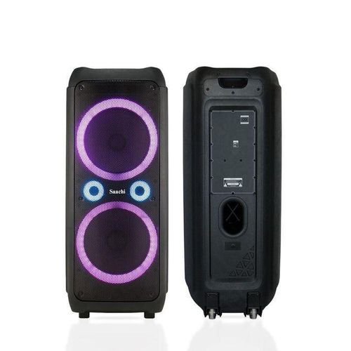 Saachi Professional Amplified Speaker With Bluetooth/TWS/FM/LED Bundle With Wireless Mic - Black