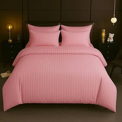 4pcs 5x6 Egyptian Duvet Set With Bedsheet And 2 Pillowcases - Pink