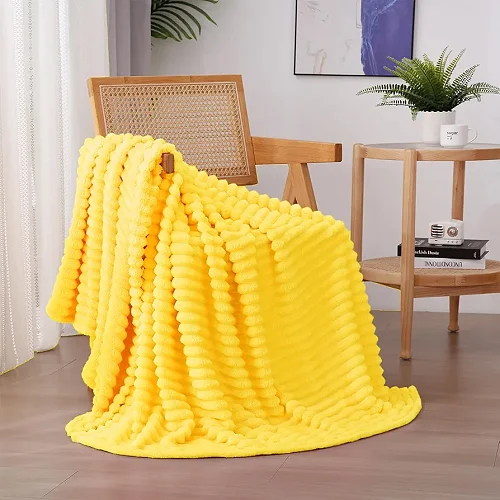5*6 Soft warm  Fleece Throw Blanket - Yellow