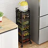5 Layer Rotating Kitchen Trolley For Storing Fruits & Vegetables - Black