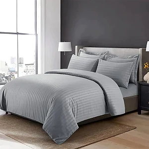 4pcs 5x6 Egyptian Duvet Set With Bedsheet And 2 Pillowcases - Grey