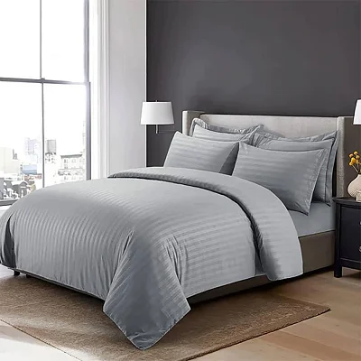 4pcs 5x6 Egyptian Duvet Set With Bedsheet And 2 Pillowcases - Grey