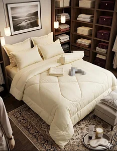 4pcs 5x6 Egyptian Duvet Set With Bedsheet And 2 Pillowcases - Cream