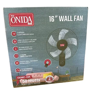 Onida Plus 16-inch Wall Fan With Remote Control - Black