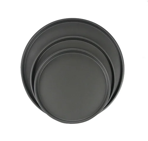 3Pcs Steel Pizza Baking Pans/Trays - Black