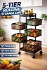 5 Tier Kitchen Rotating Vegetable Rack Floor-Standing