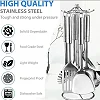 7 Piece Stainless Steel Cooking Tools Set with Holder - Silver