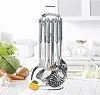 7 Piece Stainless Steel Cooking Tools Set with Holder - Silver