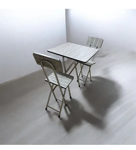Set Of Foldable Reading Table With 2 Foldable Chairs - Grey