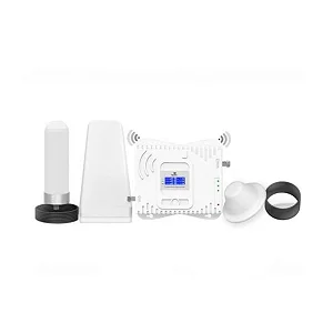 Mobile Cell Phone Amplifier Triband Booster Triple Band 2G/3G/4G GSM Signal Booster+ Site Installation Repeater ALC Antenna Kit -White
