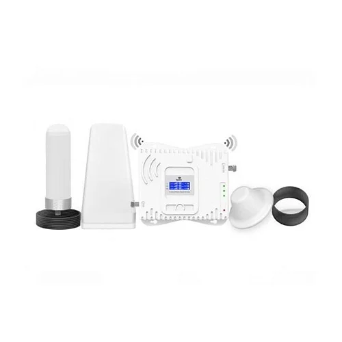Mobile Cell Phone Amplifier Triband Booster Triple Band 2G/3G/4G GSM Signal Booster+ Site Installation Repeater ALC Antenna Kit -White