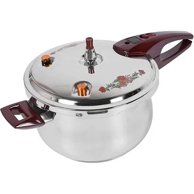 7L Stainless Steel Non Electric Pressure Cooker Mini Pressure Cooker for Induction Gas And Electric Stoves With Ergonomic Handle and Security Guard-Silver