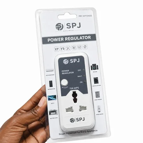 SPJ 13A Power Regulator Voltage Protector for TV, Fridge &amp; Home Appliances- Power Guard- White