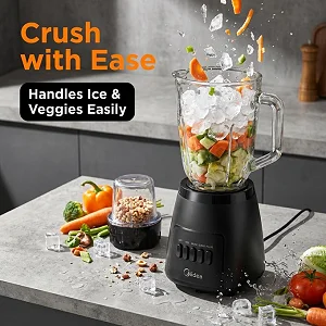 2 in 1 Midea 1.5L High Quality Glass Blender 600W-Black