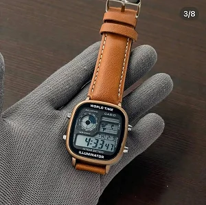 Casio Men's World Time Leather Strap Quartz Watch - Brown