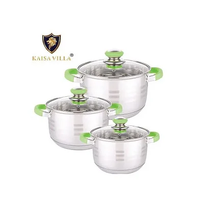 6 Pieces Cookware Set Serving Dishes With Glass Lids And Insulated Handles With Very Heavy Bottom - Multicolor