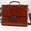Men's Shoulder Briefcase With Password Lock Computer Leather 15 Inch - Brown