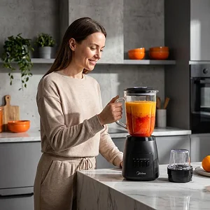 Midea 1.5L High Quality Glass Blender 600W 2 in 1 -Black