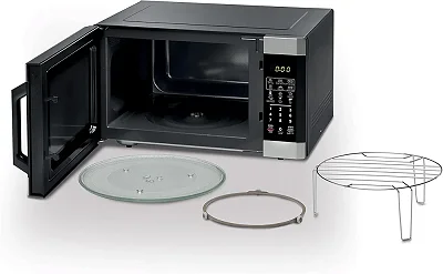 KENWOOD 42L Microwave Oven with Grill, Digital Display, 5 Power Levels, Defrost Function, Stainless Steel, Auto Menu, 99 Minutes Timer, Clock Function 1100W - Black/Silver