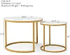 Set of 2 Modern Round Coffee Tables With  Marble Tabletop - White/Gold