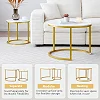 Set of 2 Modern Round Coffee Tables With  Marble Tabletop - White/Gold