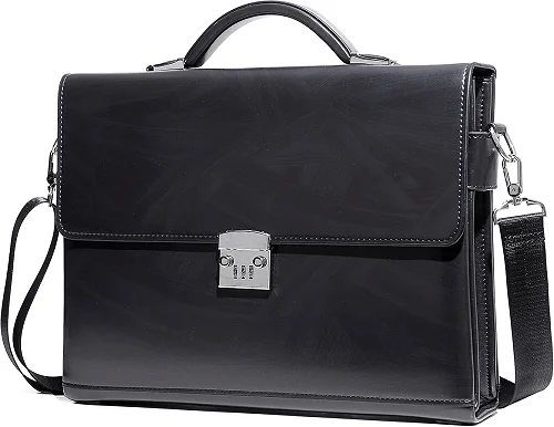 Men's Shoulder Briefcase With Password Lock Computer Leather 15"