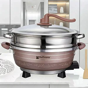 Hoffmans HM-3031 8-liter Multifunctional Electric Hot Pot With Steamer - Multicolor