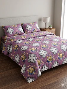 Grace Textiles 5*6 Light Duvet Set, 1 Duvet 1 Bedsheet & 2 Pillows Cases - Prints Delivered Varies