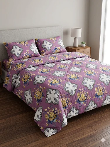 Grace Textiles 5*6  Light Duvet Set, 1 Duvet 1 Bedsheet &amp; 2 Pillows Cases - Prints Delivered Varies