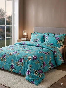 Grace Textiles 5*6 Light Duvet Set, 1 Duvet 1 Bedsheet & 2 Pillows Cases - Prints Delivered Varies