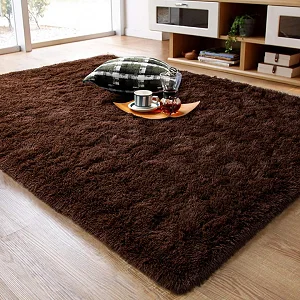 1.5 x2m Medium Size Fluffy Center Carpets - Coffee Brown