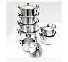 7Pcs Stainless Steel Cooking Pots Aluminum Heavy Satin Casserole Pot Set -Silver